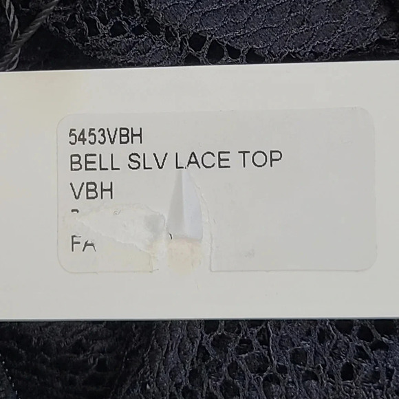 L'Agence Samara Black Sheer Lace Long Sleeve Bell Sleeve Turtleneck Top XS - Picture 15 of 16